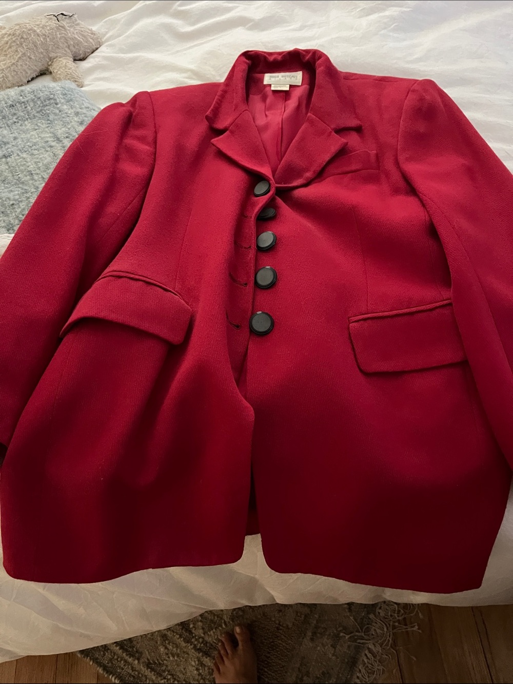 Hugo Buscati Red Tailored Wool-Blend Blazer
